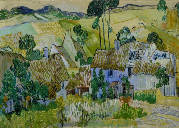 Farms_Near_Auvers_1890,_A_Painting_by_Van_Gogh,_Framed_Canvas,_Wall_Decor,_Multicolor