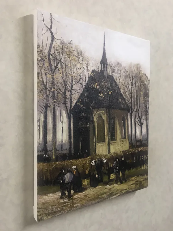 Congregation_Leaving_the_Reformed_Church_1884,_A_Painting_by_Van_Gogh,_Framed_Canvas,_Multicolor