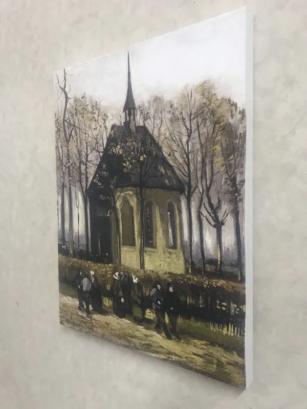 Congregation_Leaving_the_Reformed_Church_1884,_A_Painting_by_Van_Gogh,_Framed_Canvas,_Multicolor