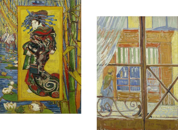 Courtesan_&_View_of_A_Butchers_Shop,Paintings_by_Van_Gogh,_Framed_Canvas,_Set_of_2,_Multicolor