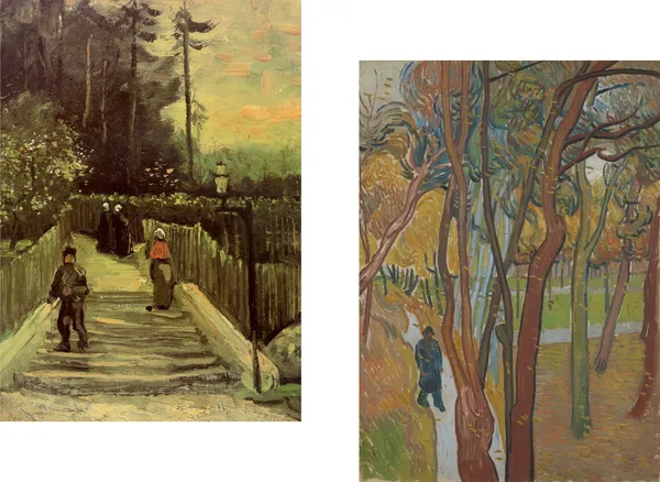 A_Path_in_Montmartre_&_the_Garden_of_Saint_Paul,Paintings_by_Van_Gogh,_Framed_Canvas,_Set_of_2,_Multicolor