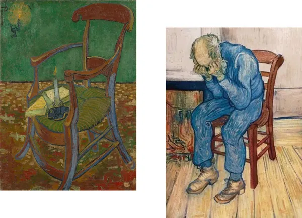 Gauguins_Chair_&_Old_Man_in_the_Chair,_Paintings_by_Van_Gogh,_Framed_Canvas,_Set_of_2,_Multicolor