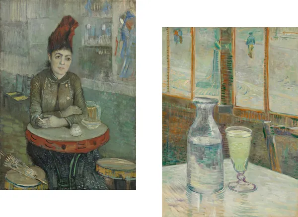 Lady_in_the_Cafe_&_Cafe_Table_with_Absinthe,_Paintings_by_Van_Gogh,_Framed_Canvas,_Set_of_2,_Multicolor
