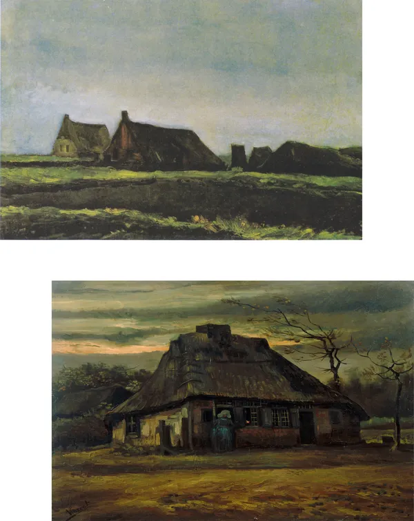 �Cottages_&_the_Cottage,_Paintings_by_Van_Gogh,_Framed_Canvas,_Set_of_2,_Multicolor