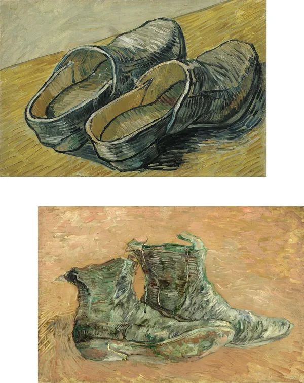 �A_Pair_of_Leather_Clogs_&_Shoes,_Paintings_by_Van_Gogh,_Framed_Canvas,_Set_of_2,_Multicolor