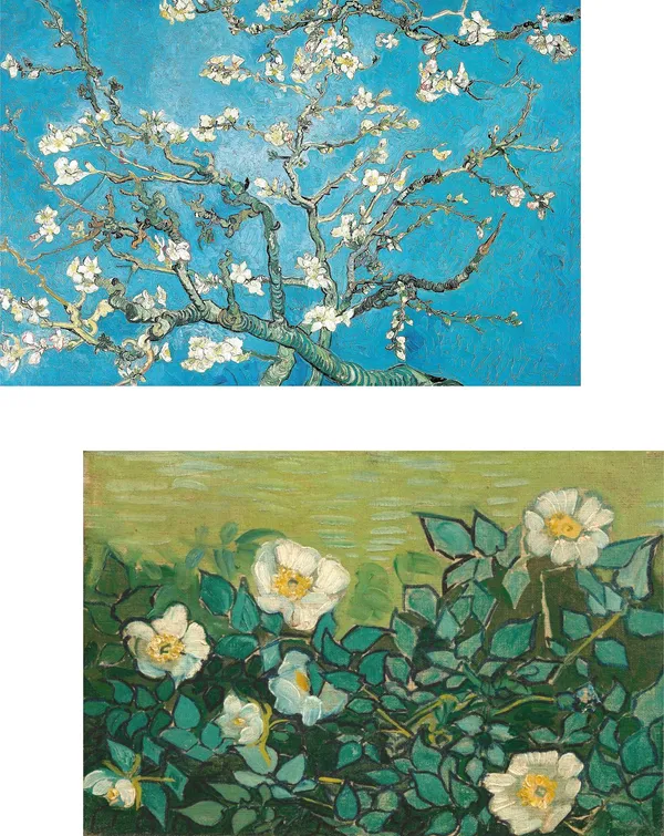 �Almond_Blossom_&_Wild_Roses,_Paintings_by_Van_Gogh,_Framed_Canvas,_Set_of_2,_Multicolor