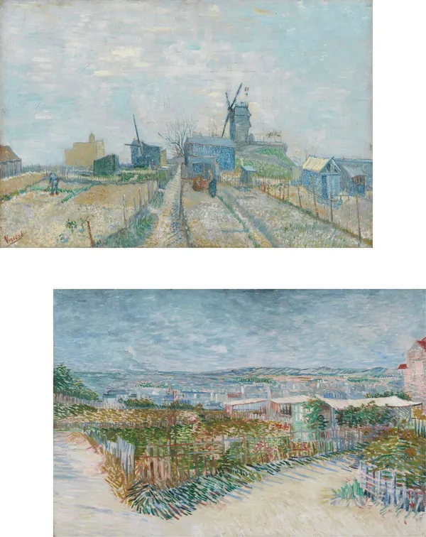 �Montmartre:_Windmills_and_Allotments,Paintings_by_Van_Gogh,_Framed_Canvas,_Set_of_2,_Multicolor