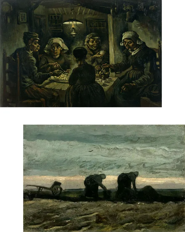 �Potato_Eaters_&_Women_on_the_Peat_Moor,_Paintings_by_Van_Gogh,_Framed_Canvas,_Set_of_2,_Multicolor