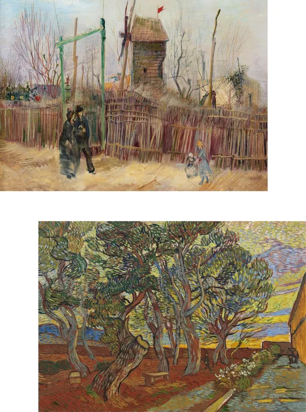 �Street_in_Montmartre_&_Garden_of_Asylum,_Paintings_by_Van_Gogh,_Framed_Canvas,_Set_of_2,_Multicolor