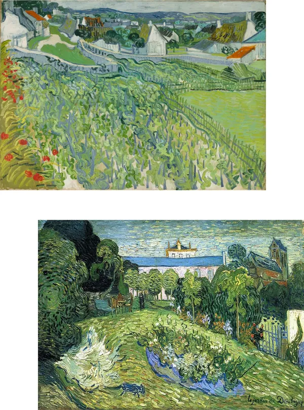 �Vineyards_at_Auvers_&_Daubignys_Garden,_Paintings_by_Van_Gogh,_Framed_Canvas,_Set_of_2,_Multicolor