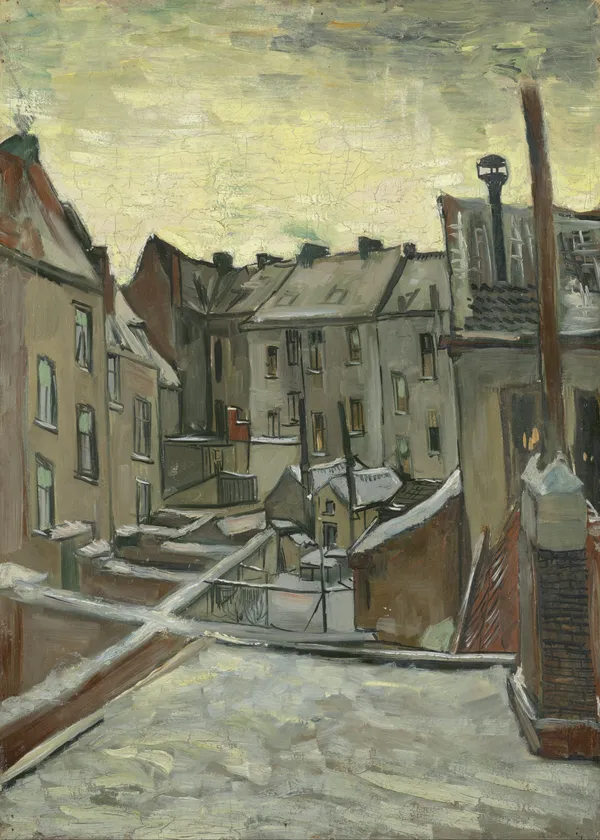 Houses_Seen_From_the_Back_1886,_A_Painting_by_Van_Gogh,_Framed_Canvas,_Wall_Decor,_Multicolor