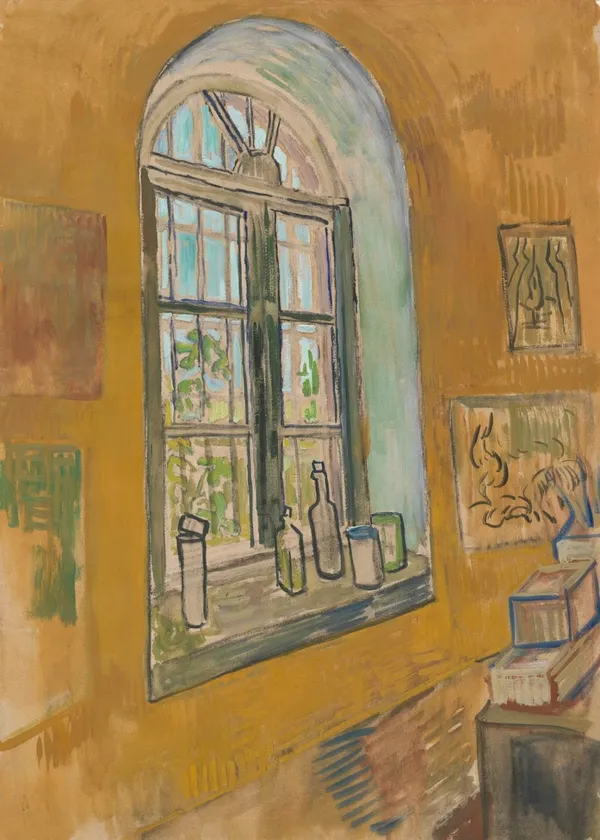 Window_in_The_Studio_1889,_A_Painting_by_Van_Gogh,_Framed_Canvas,_Wall_Decor,_Multicolor