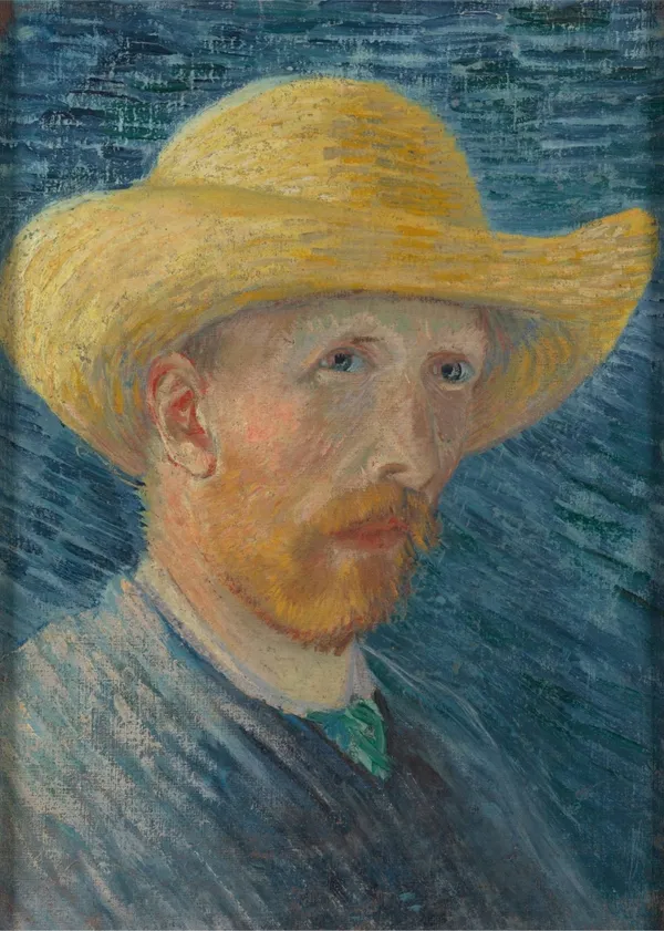 Self-Portrait_with_Straw_Hat_1887,_A_Painting_by_Van_Gogh,_Framed_Canvas,_Wall_Decor,_Multicolor