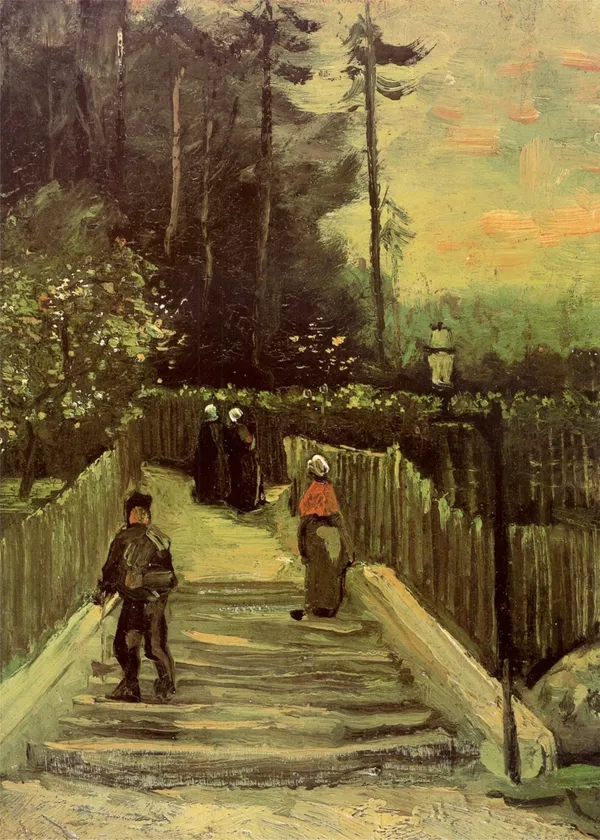 Sloping_Path_in_Montmartre_1886,_A_Painting_by_Van_Gogh,_Framed_Canvas,_Wall_Decor,_Multicolor