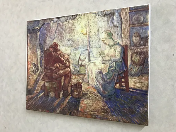 Evening_1889,_A_Painting_by_Van_Gogh,_Framed_Canvas,_Wall_Decor,_Multicolor