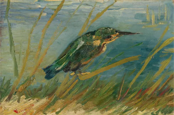 Kingfisher_by_the_Waterside_1887,_A_Painting_by_Van_Gogh,_Framed_Canvas,_Wall_Decor,_Multicolor