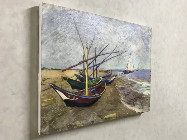 Fishing_Boats_on_the_Beach_1888,_A_Painting_by_Van_Gogh,_Framed_Canvas,_Wall_Decor,_Multicolor