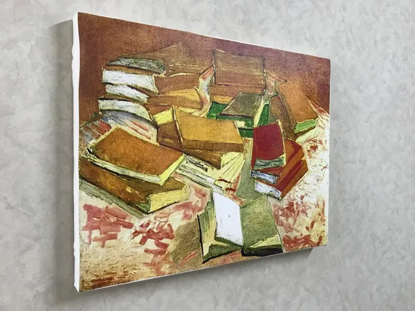 Piles_of_French_Novels_1887,_A_Painting_by_Van_Gogh,_Framed_Canvas,_Wall_Decor,_Multicolor