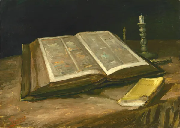 Still_Life_with_Bible_1885,_A_Painting_by_Van_Gogh,_Framed_Canvas,_Wall_Decor,_Multicolor