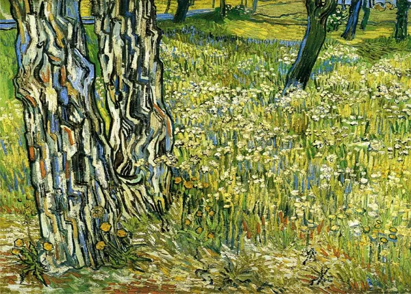 Tree_Trunks_in_the_Grass_1890,_A_Painting_by_Van_Gogh,_Framed_Canvas,_Wall_Decor,_Multicolor