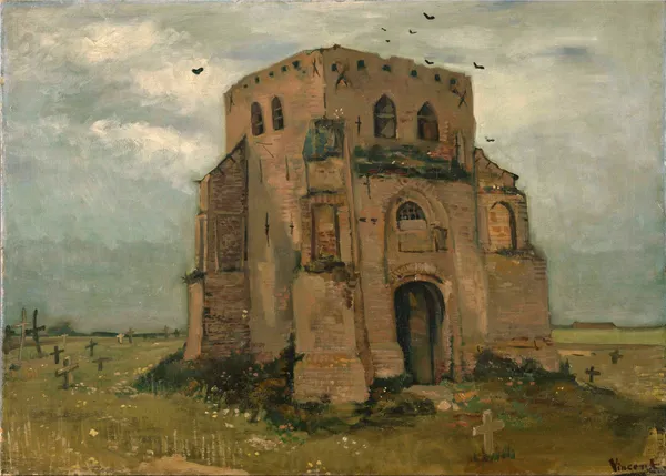 The_Old_Church_Tower_at_Nuenen_1885,_A_Painting_by_Van_Gogh,_Framed_Canvas,_Wall_Decor,_Multicolor
