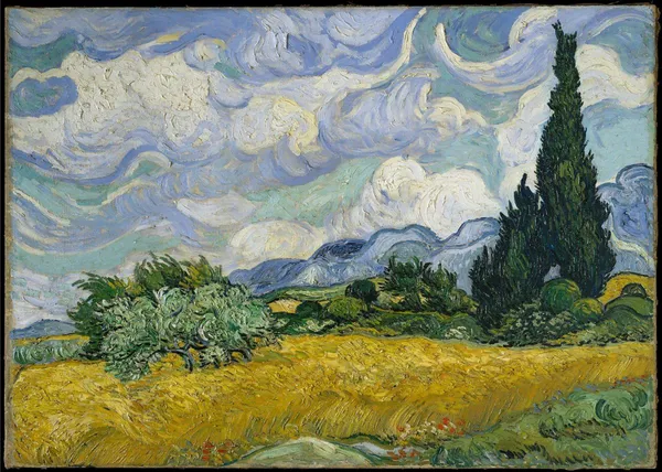 Cypress_and_the_Wheatfield_1889,_A_Painting_by_Van_Gogh,_Framed_Canvas,_Wall_Decor,_Multicolor