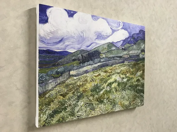 Wheatfield_and_Mountains_1889,_A_Painting_by_Van_Gogh,_Framed_Canvas,_Wall_Decor,_Multicolor