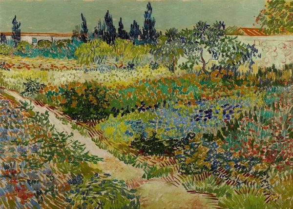 Garden_at_Arles_1889,_A_Painting_by_Van_Gogh,_Framed_Canvas,_Wall_Decor,_Multicolor