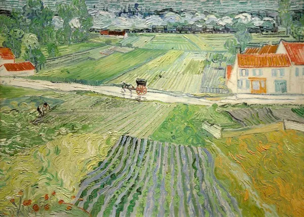 Train_in_the_Rains_at_Auvers_1890,_A_Painting_by_Van_Gogh,_Framed_Canvas,_Wall_D�cor,_Multicolor
