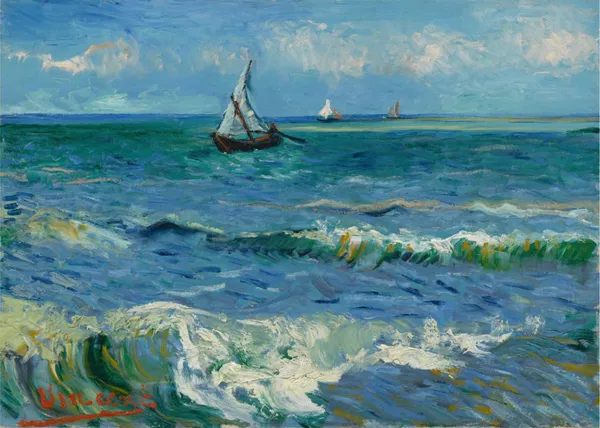 Seascape_Near_Les_Saintes-Maries_1888,_A_Painting_by_Van_Gogh,_Framed_Canvas,_Wall_Decor,_Multicolor