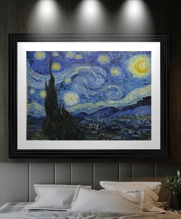 Starry_Night_(1889),_A_Painting_by_Van_Gogh,_Framed,_Wall_Decor,_Multicolor