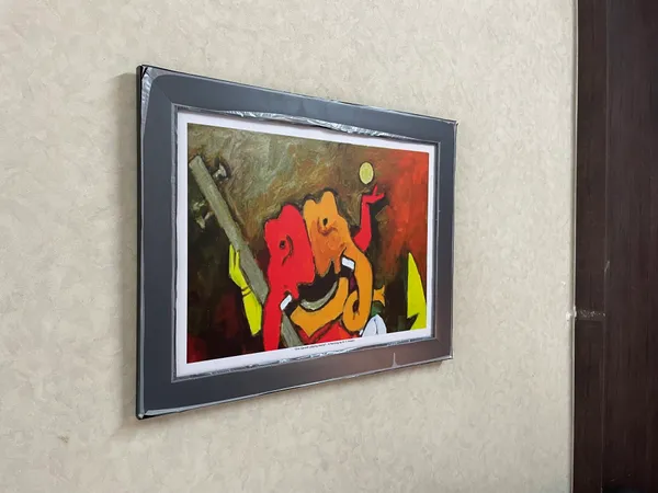 Ganesh_Playing_Veena-_M.F._Husain's_Painting,_Framed,_Wall_Decor,_Multicolor