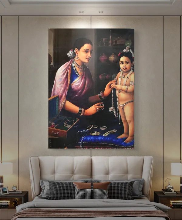 Yashoda_&_Bal-Krishna_with_Ornaments,_1879,_A_Raja_Ravi_Varma_Painting,_Framed_Canvas,_Multicolor