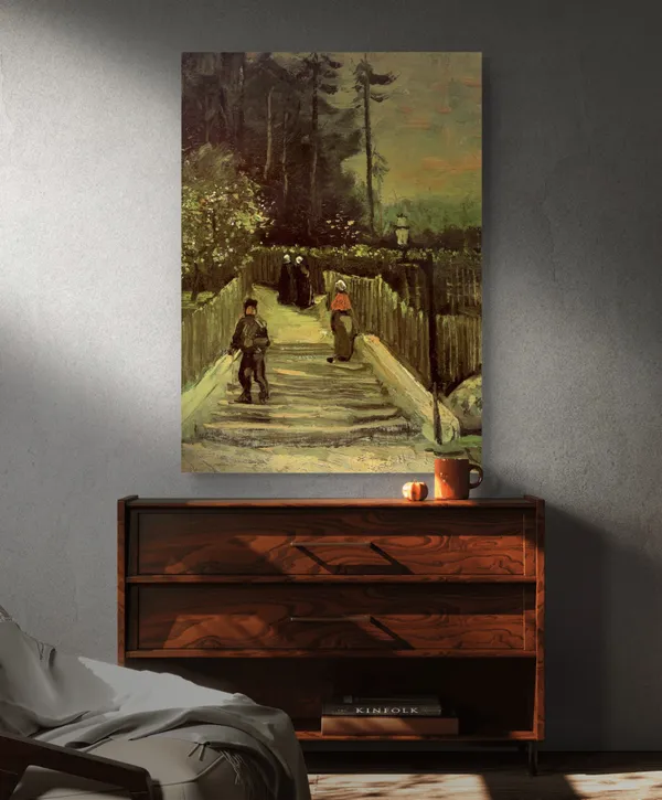 A_Path_in_Montmartre_&_the_Garden_of_Saint_Paul,Paintings_by_Van_Gogh,_Framed_Canvas,_Set_of_2,_Multicolor