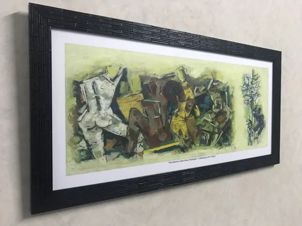 The_Women*_&_*The_People*-_India_Series_Paintings_by_M.F._Husain,_Set_of_2,_Framed,_Wall_Decor,_Multicolor