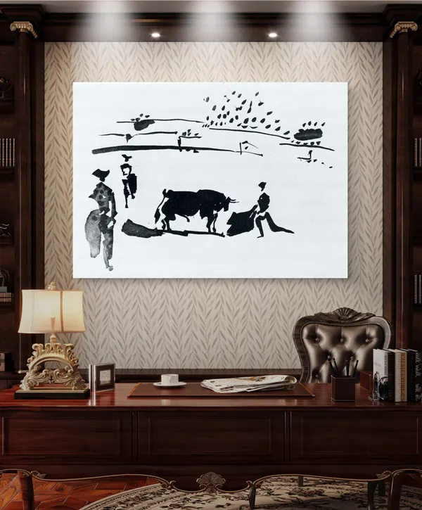 Bullfight_9,_A_Painting_by_Pablo_Picasso,_Framed_Canvas,_Multicolor