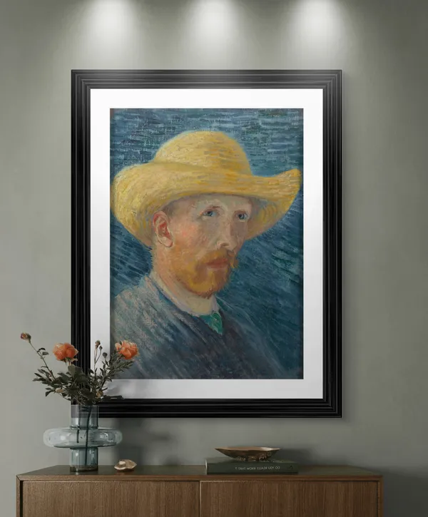 Self-Portrait_with_Straw_Hat_1887,_A_Painting_by_Van_Gogh,_Framed,_Wall_Decor,_Multicolor