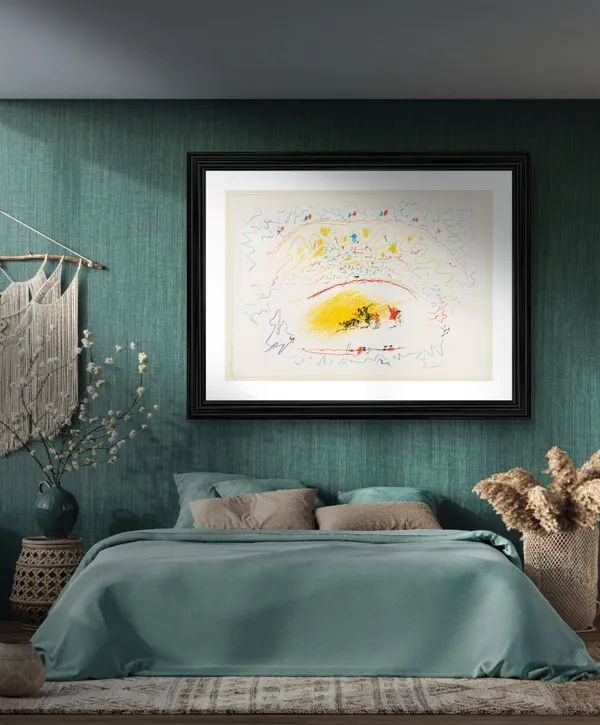 Bullfight_6,_A_Painting_by_Pablo_Picasso,_Framed,_Wall_Decor,_Multicolor