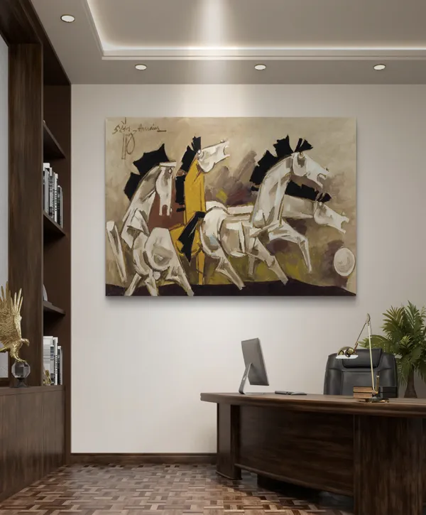 Four_Horses_-_M.F._Husain's_Painting,_Framed_Canvas,_Wall_Decor,_Multicolor