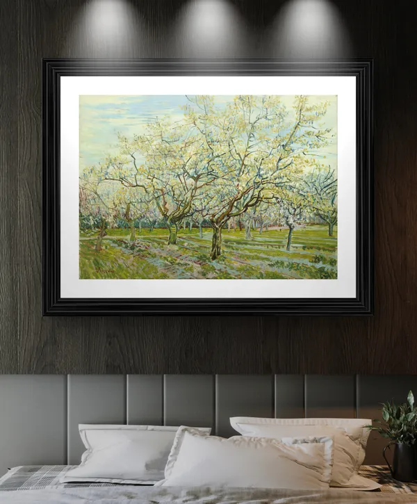The_White_Orchard_1888,_A_Painting_by_Van_Gogh,_Framed,_Wall_Decor,_Multicolor