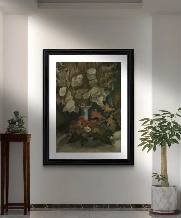 Vase_with_Honesty_1884,_A_Painting_by_Van_Gogh,_Framed,_Wall_Decor,_Multicolor