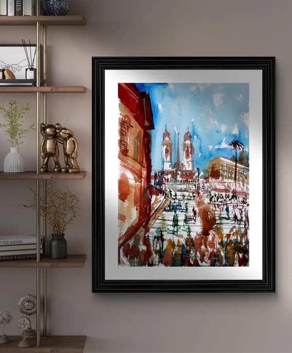 Spanish_Steps_in_Rome_1886,_A_Painting_by_Van_Gogh,_Framed,_Wall_Decor,_Multicolor