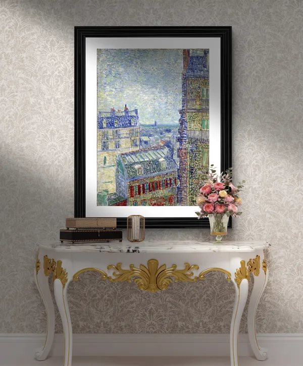 View_From_Theo's_Home_1887,_A_Painting_by_Van_Gogh,_Framed,_Wall_Decor,_Multicolor