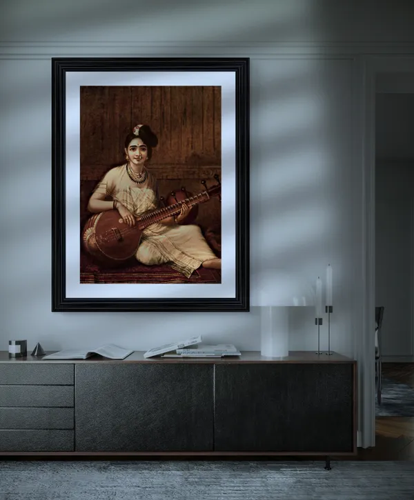 Malabar_Lady_with_Veena,_1900,_A_Raja_Ravi_Varma_Painting,_Framed,_Wall_Decor,_Multicolor