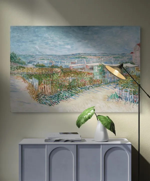 Montmartre:_Behind_the_Windmill_1887,_A_Painting_by_Van_Gogh,_Framed_Canvas,_Wall_Decor,_Multicolor