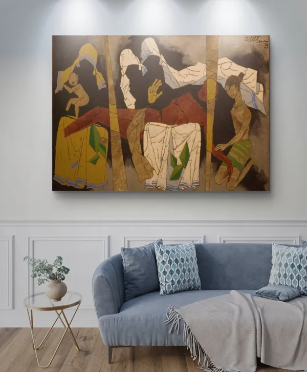 Mother_Teresa-_Goddess_of_Love*_(1989)-Set_of_2_Paintings_by_M.F._Husain,_Framed_Canvas,_Wall_Decor,_Multicolor