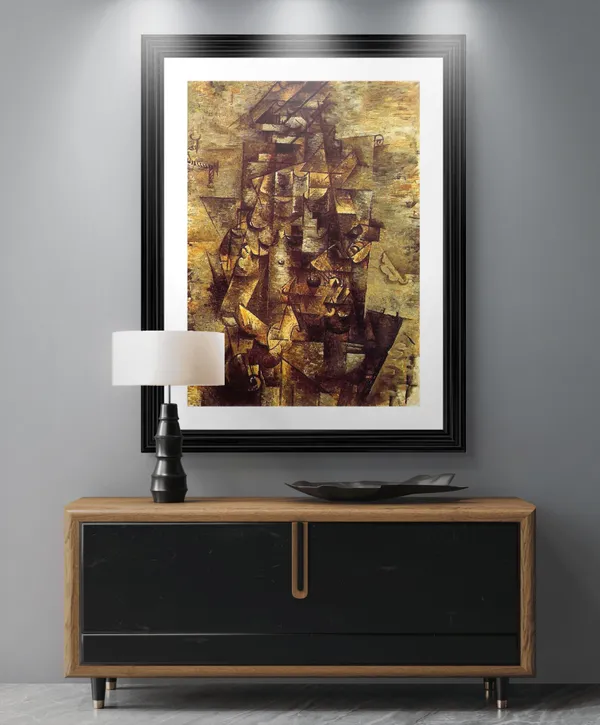 Man_with_Guitar_1911,_A_Painting_by_Pablo_Picasso,_Framed,_Wall_Decor,_Multicolor