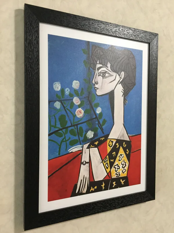 Jacqueline_with_Flowers_1954,_A_Painting_by_Pablo_Picasso,_Framed,_Wall_Decor,_Multicolor
