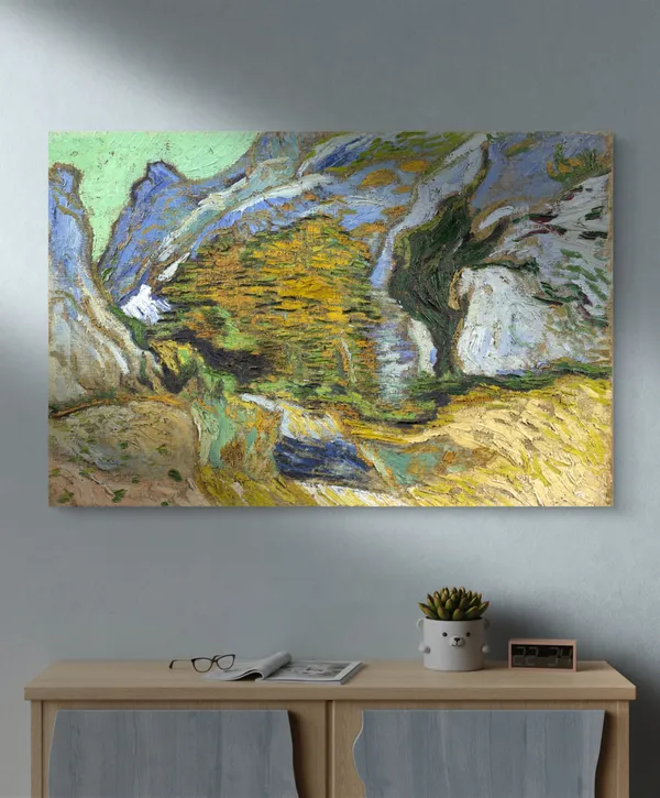 Ravine_with_A_Small_Stream_1889,_A_Painting_by_Van_Gogh,_Framed_Canvas,_Wall_Decor,_Multicolor