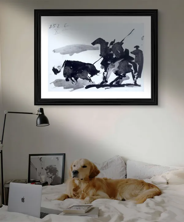 Bullfight_8,_A_Painting_by_Pablo_Picasso,_Framed,_Wall_Decor,_Multicolor